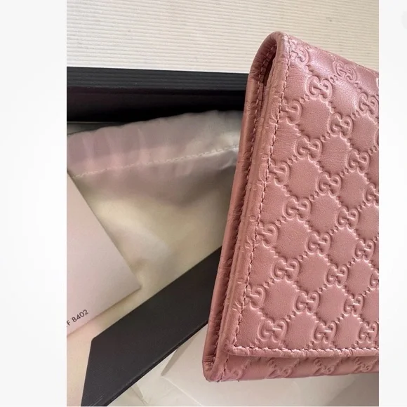 Gucci Microguccissima leather flap continental wallet in pink with chain - Picture 8 of 14